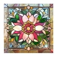 thumbnail image 1 of HomelyJoy Stained Glass Window Decals Non-Adhesive Static Clings - Faux Victorian Film to Prevent Bird Strikes, Flower Hummingbird Design for Sliding Glass Doors, Office & Bathroom Windows, 1 of 2