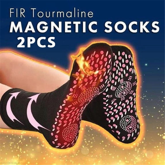 HomelyJoy Tourmaline Self Heating White Socks Heated Socks, Warm Thermal Foot Warmer Massage Socks For Outdoor Skiing Hiking Sports Unisex, 2 Pairs