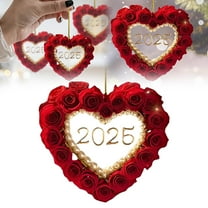 Homesteed Valentines Day Wreath Heart Wreath Rose Heart Decoration Artificial Rose Wreath Acrylic Heart-Shaped Red Roses Hanging