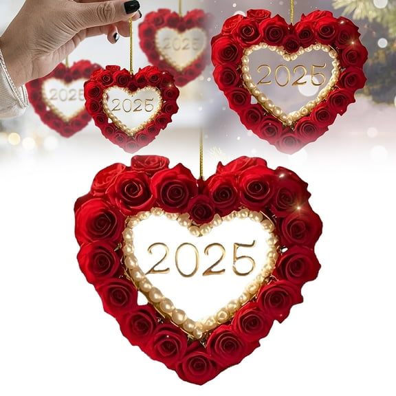 Homesteed Valentines Day Wreath Heart Wreath Rose Heart Decoration Artificial Rose Wreath Acrylic Heart-Shaped Red Roses Hanging