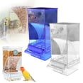 thumbnail image 1 of HomelyJoy White Automatic No Mess Bird Feeder for Cage, Transparent Acrylic Parrot Seed Container, Anti Spill Food Dispenser for Parakeets, 7.3x3.34x2.95 in, 1 of 9