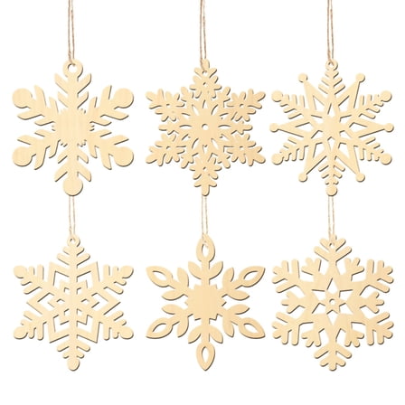 HomelyJoy Wooden Snowflake Ornaments - 6 Pack Bulk Blank Wood Slices for Holiday Crafts, DIY Christmas Decorations for Adults, Yule Tree Hanging Decor
