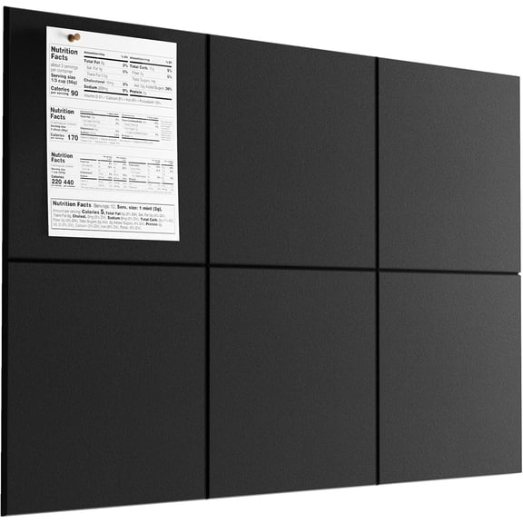 HomelyPosh 6 Pack Large Felt Bulletin Board , Cork Board Alternative,  Felt Wall Tiles with Push Pins, Cork Boards for Walls Pin Board for Office & HomePanels, 36" x 24", Black
