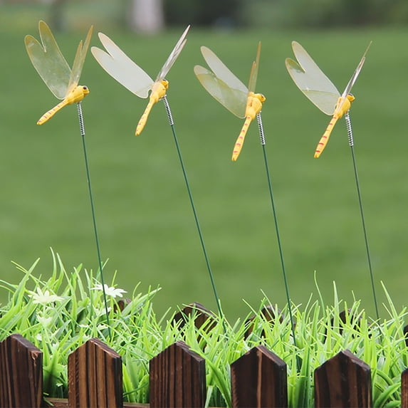 Homelyt Decorative Garden Stakes Colorful Dragonfly Decor Outdoor Yard Art Set of 12 Fake Dragonflies to Keep Bugs Away for Flower Pots Patio Beds