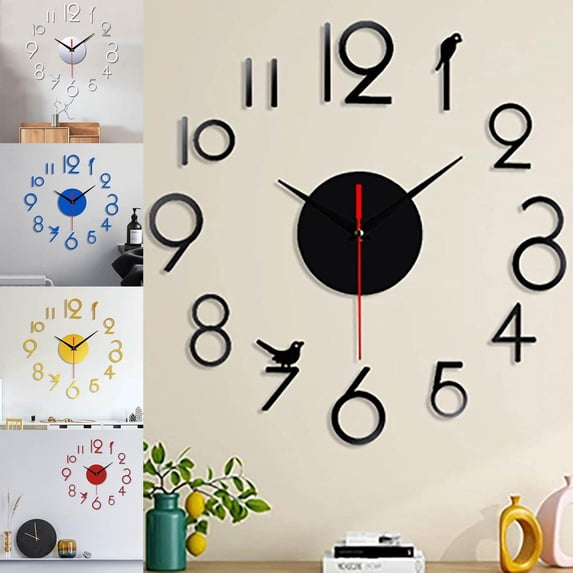Homelyt Decorative Wall Clocks Large 3D Frameless Mirror Silent Wall Clock for Living Room Decorative Clocks for Living Room Modern Minimalist Home Office Decor