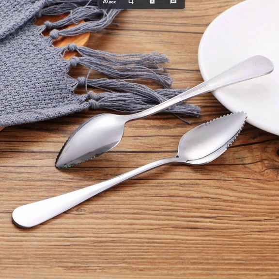 Homelyt Grapefruit Spoons with Serrated Edge Thick Stainless Steel Fruit Spoon Set Silver Color Kitchen Tools for Citrus Dessert