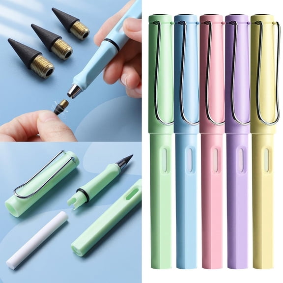Homelyt Infinite Pencil No Ink Replaceable Head Writing Tool ABS Material Pen with Erasable Nib for Adult Office Home and Creative Use