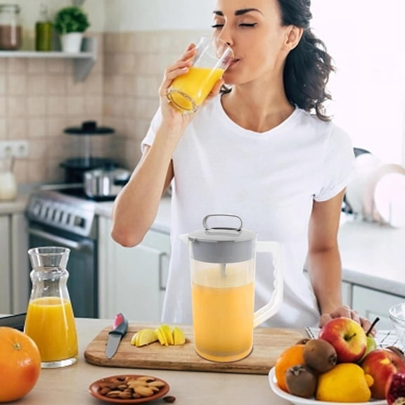 Homelyt Large 68 Oz Pitcher with Lid Plastic Mixing Pitcher Drink Juice Lemonade Tea Pitcher Jug with Plunger Handle for Fridge Use