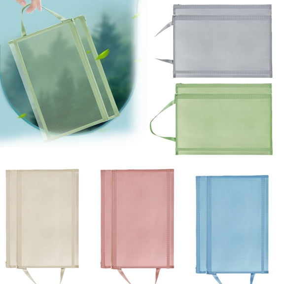 Homelyt Mesh Zipper Pouch Bags Double Layer Nylon Storage Organizer with Handle for Board Games Puzzles Toys A4 Documents