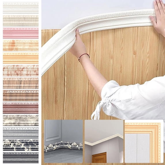 Homelyt Peel and Stick Molding Trim 3D Self Adhesive Removable Wallpaper Border Ceiling Trim and Wall Trim for Living Room Bedroom Kitchen Decoration