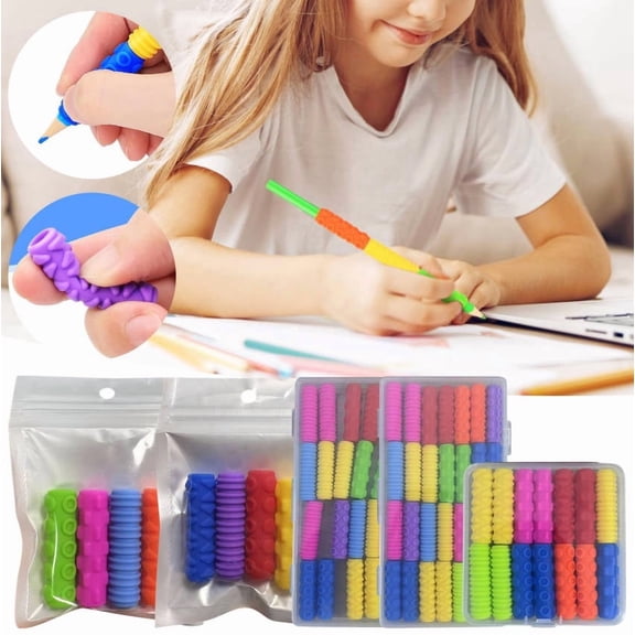 Homelyt Pencil Grips for Handwriting Rubber Texture Multi Color Set Comfortable Grippers for Correct Finger Positioning Focus