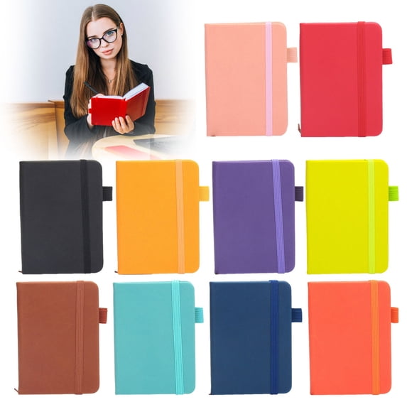 Homelyt Pocket Journal A7 Small Notebook Mini Hardcover College Ruled Diary with Pen Holder for Women Travel Daily Notes