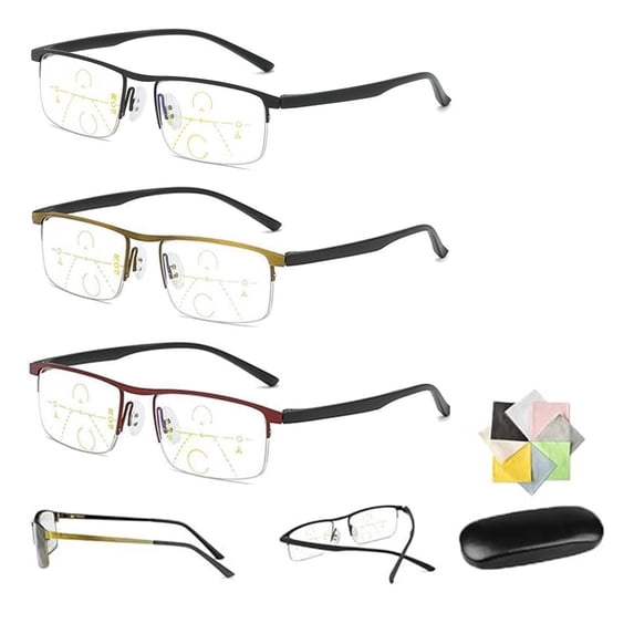 Homelyt Progressive Reading Glasses Automatic Zoom Multifocus Anti Blue Light Computer Readers UV Protection Sunglasses for Elderly Near Far Vision Eyeglasses