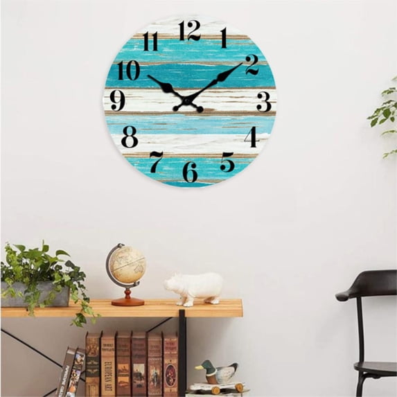 Homelyt Rustic Wall Clock 10 Inch Wooden Silent No Ticking Battery Operated Farmhouse Decor Clock for Bedroom Kitchen Living Room Bathroom Home