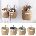 thumbnail image 1 of Homelyt Small Wall Basket Over the Door Hanging Organizer Collapsible Cotton Linen Storage Bag for Dorm Room Closet Decorative Home Storage, 1 of 5