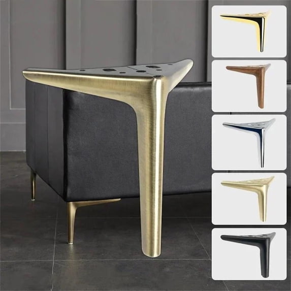 Homelyt Sofa Legs Modern Stainless Steel Replacement Furniture and Cabinet Legs for Couch with Non Rubber Pads Sturdy
