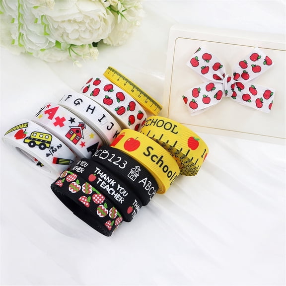 Homelyt Teacher Appreciation Ribbon Set Chalkboard ABC Pencil Print Craft DIY Supplies for Wreath Gift Wrapping Decor