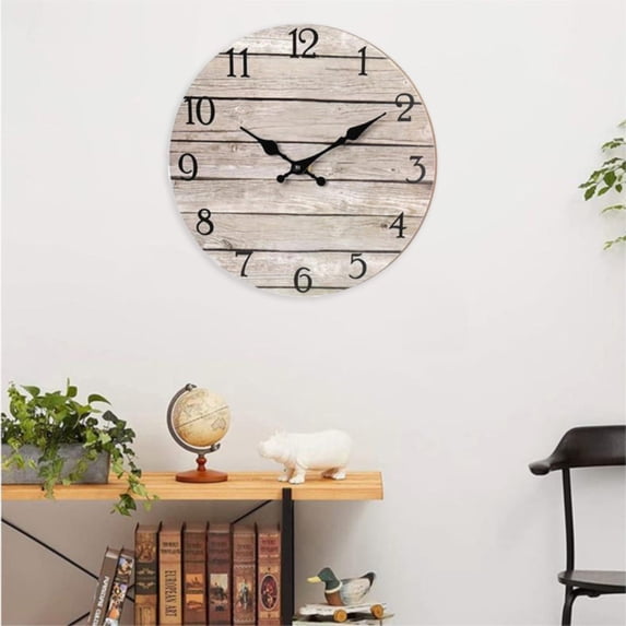 Homelyt Wall Clocks Battery Operated 10 Inch Rustic Wooden Farmhouse Silent No Ticking Kitchen Wall Clock Decorative for Living Room Bedroom Bathroom