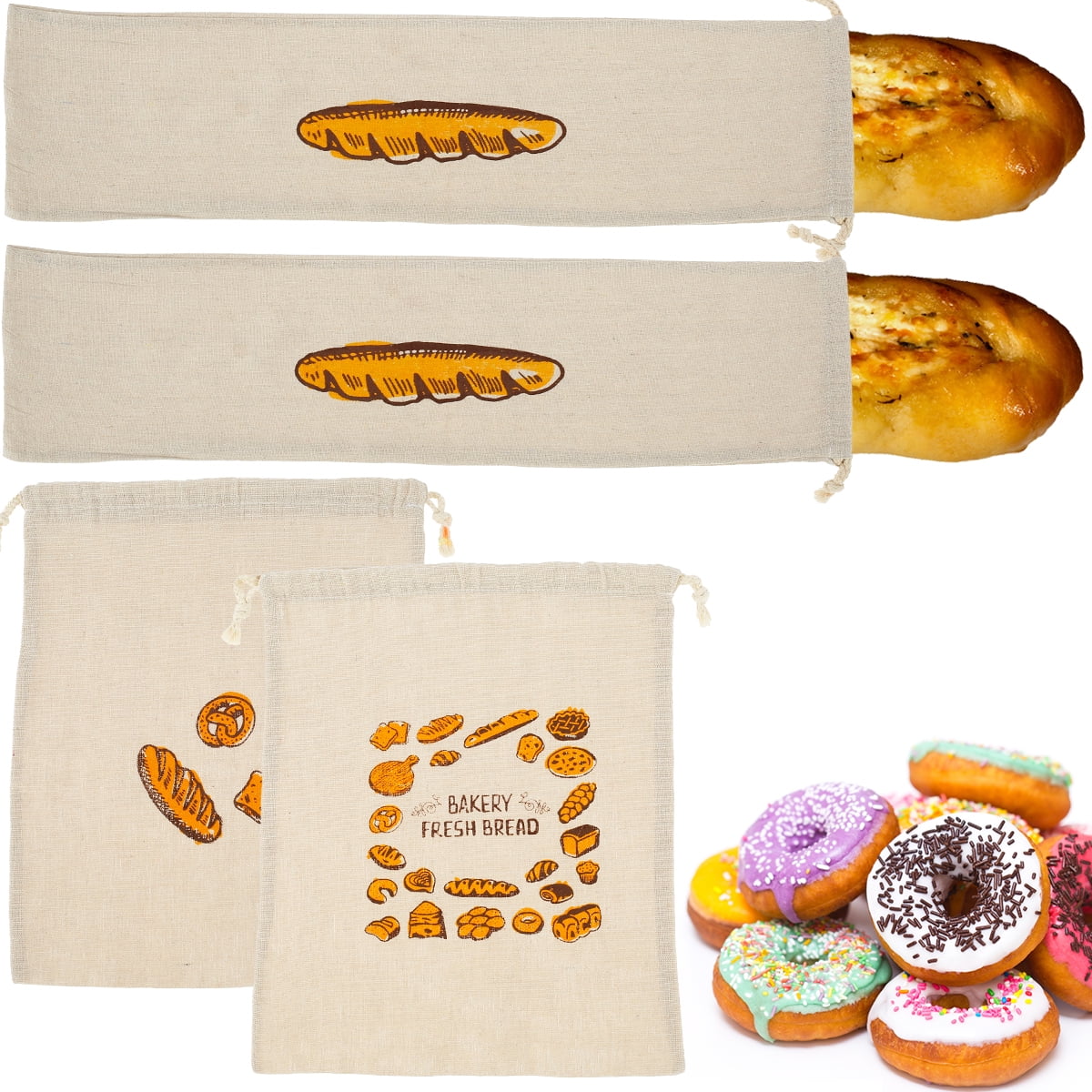 Homemade Bread Storage 4 Pack Inside Lining to Keep Bread Fresh