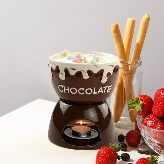 Homemade Ceramic Cheese Fondue Set, Chocolate Melting Pot for Ice Cream, Multi-Functional Fondue Oven, For Home Dining and Party Entertainment