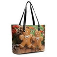 thumbnail image 1 of Homemade Christmas Gingerbread Man Cookies Woman Leather Handbags Large Tote Bag Fashion Portable Handbags With Zipper, 1 of 7