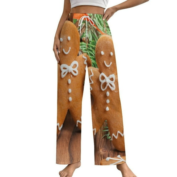 Homemade Christmas Gingerbread Man Cookies Women's Pajamas Pajama Pants Women's Sleepwear Lounge Sleep Bottoms Stretch with Pockets