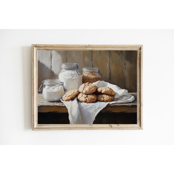 Homemade Cookies Print Poster Rustic Farmhouse Print Poster Country Still Life Warm Tone Vintage Wall Art Poster Country Kitchen Decor Warm Present Vintage UNFRAMED Poster Size 8x12