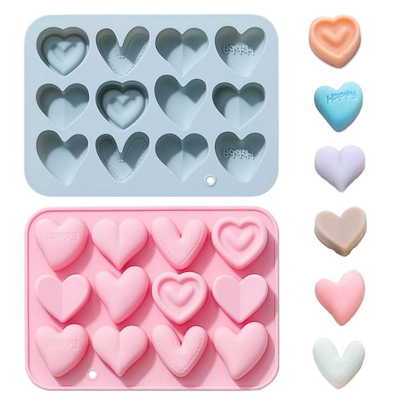 Verdental 24-Cavity Hearts Shape Chocolate Candy Mold, Silicone, Non-Stick, Reusable, 2 Count