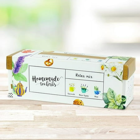 Homemade Herb Kit - 3-in-1 Relax Tea Mix - Indoor Garden Planter - Grow Your own Edible Herbs - Live Seeds Ready to Plant - Includes Three Herbs - Mint, Anise Hyssop, Chamomile - Pleasantly Scented