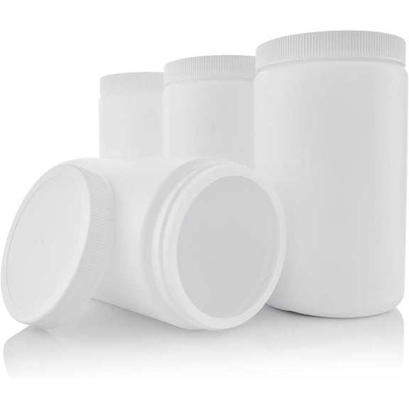 Homemade Ice Cream Containers 32 Oz HDPE Set of 4, Reusable Ice Cream Containers for Homemade Ice Cream, Freezer Safe Ice Cream Container with Screw Lids, BPA Free White Jars