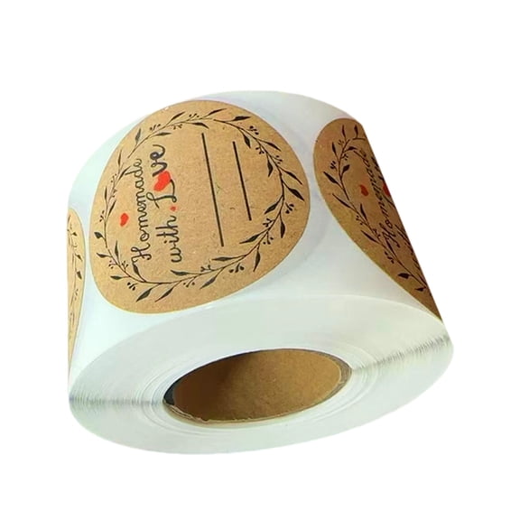 Homemade Love Sticker Paper Round Adhesive Jar Canning Labels With 2 Lines for Writing Gift Packing 500 per Roll