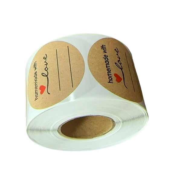 Homemade Love Sticker Paper Round Adhesive Jar Canning Labels With 2 Lines for Writing Gift Packing 500 per Roll