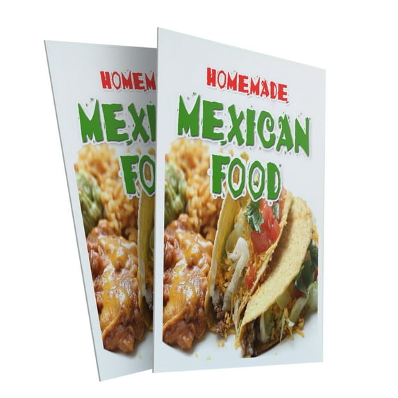 Homemade Mexican Food (2-PACK) 24" x 36" Plastic Signs | Sign Insert 4mm Corrugated Plastic Signs Storefront Window Poster