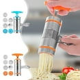 thumbnail image 1 of Homemade Noodle Maker, 7 Mold Pasta Press, Easy Dough Extrusion, Stainless Steel, For Italian Cooking, Consistent Results, Family Kitchen Tool Akmoler | Orange, 1 of 9