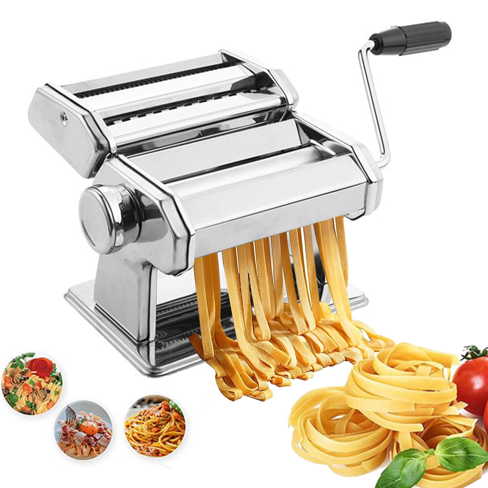 Homemade Pasta Maker Machine, Manual Hand Press with 6 Adjustable