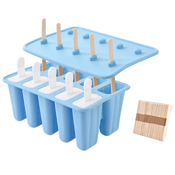 Homemade Popsicle Molds, 10/12 Cavity Non-Bpa Silicone Ice Maker, with 50 Sticks,10 Reusable Sticks, Funnel, Brush And Ice Recipe by Elapind