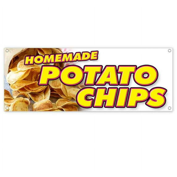 Homemade Potato Chips 13 oz Vinyl Banner With Metal Grommets