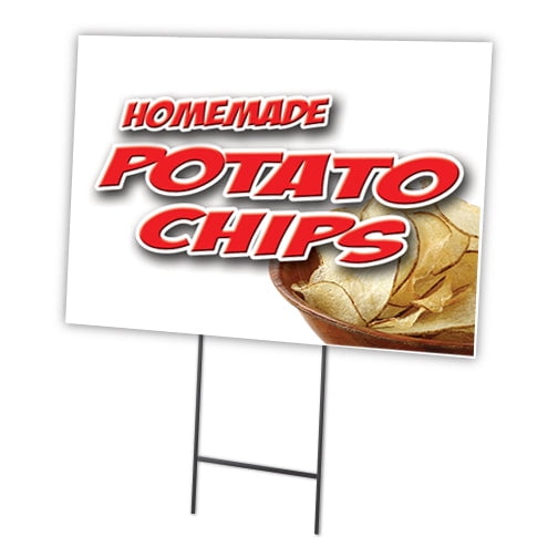 Homemade Potato Chips 24" x 36" Yard Sign & Stake | Advertise Your Business | Stake Included Double Sided Image | Made in The USA
