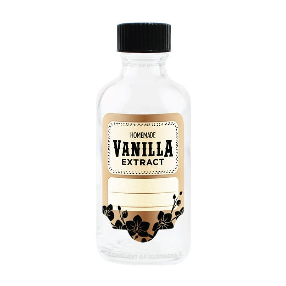 Homemade Vanilla Extract Label for 2 oz Bottles* and Larger - 2 Line Write-In - Handmade by Conquest of Happiness | Pack of 02