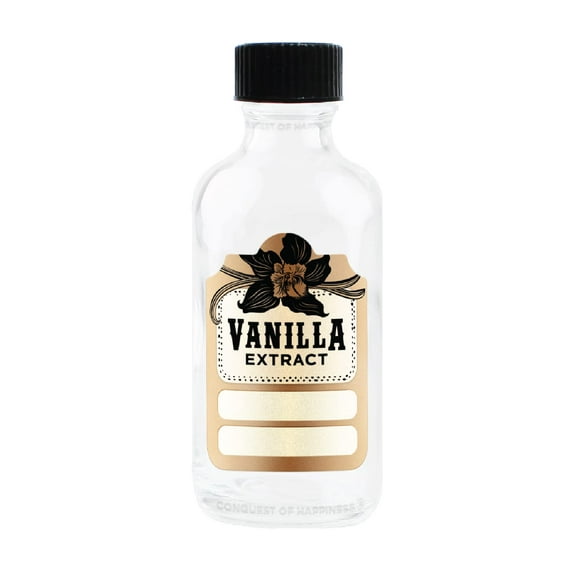 Homemade Vanilla Extract Labels with 2 oz Bottles - 2 Write-In - Handmade by Conquest of Happiness | Pack of 12