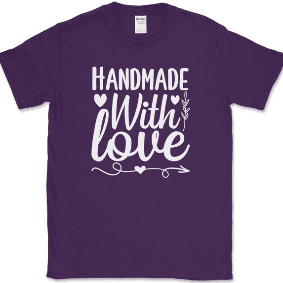 Homemade With Love T-Shirt Funny Crafting Sewing Hobby Art Gift Text Tee - Purple, L