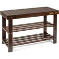 thumbnail image 1 of Homemaid Living Bamboo 3 Tier Shoe Rack Bench (Brown), 1 of 7
