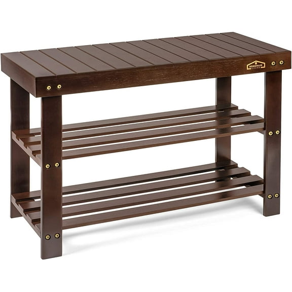 Homemaid Living Bamboo 3 Tier Shoe Rack Bench (Brown)