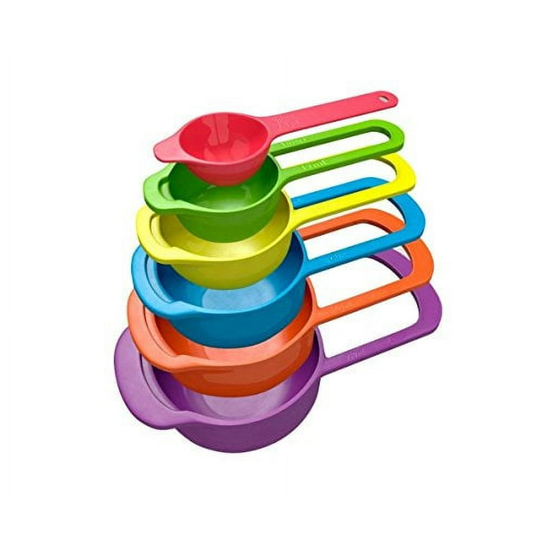Home Basics 6 Piece Plastic Measuring Cup Set, Multi-Colored