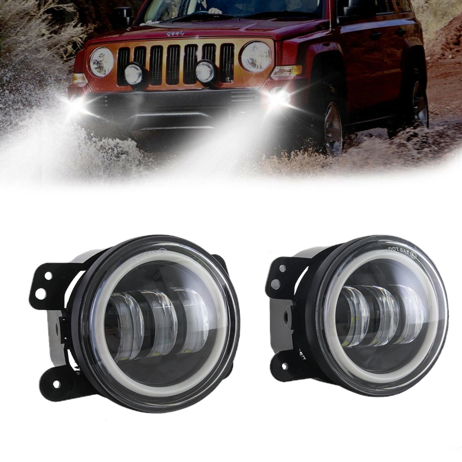 Homemart 2PCS 7 Inch Round LED Headlight with 4 Inch LED Fog Light High