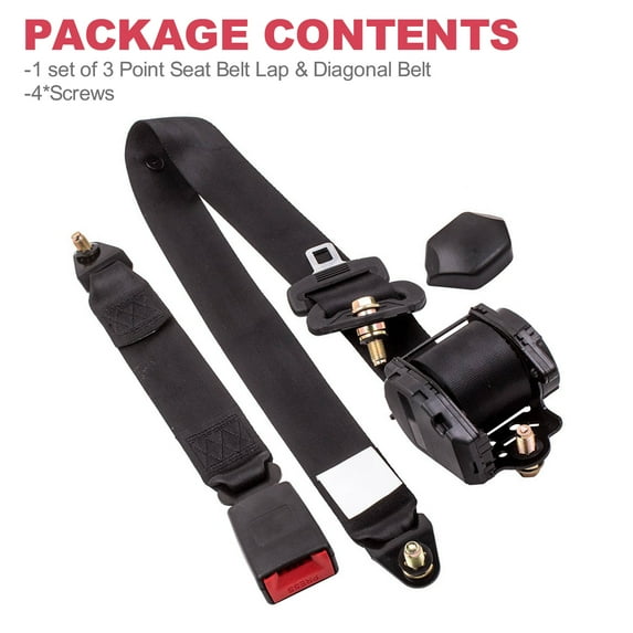 Homemart 3 Point Retractable Seat Belt, Black, Driver Use