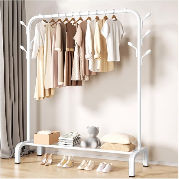 Homemart Clothes Rack, Garment Rack with Bottom Shelf for Hanging Clothes, Coats, Skirts, Shirts, Sweaters, White