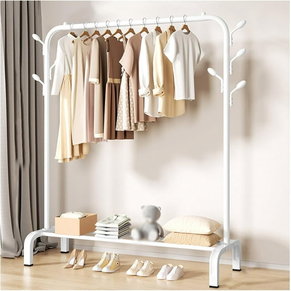 Homemart Clothes Rack, Garment Rack with Bottom Shelf for Hanging Clothes, Coats, Skirts, Shirts, Sweaters, White