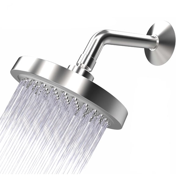Homemart Shower Head High Pressure,ABS Plastic Polished Chrome,Rain Showerhead with Anti-Clogging Silicone Nozzles Adjustable Angles Luxury Chrome Look Rainfall Shower Head, 6 Inch Round