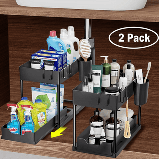 MPM 2 Pack Under Sink Shelf, Kitchen Organizers, 2 Tier Bathroom